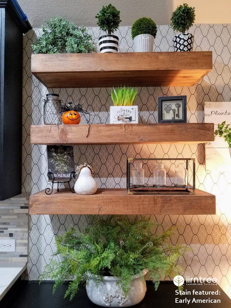 Wood Floating Shelves 16inches Deep Rustic Shelf Etsy