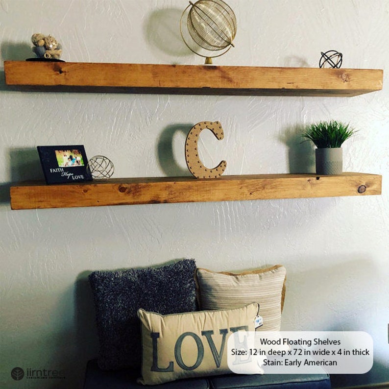 Wood Floating Shelves 12inches Deep Rustic Shelf Etsy