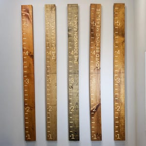 Family Name Growth Chart Ruler - 1 or 2 FT Start | Engraved Family Name Ruler | Wall Ruler | Measure 5 or 6 Feet Tall| Kids Height Ruler