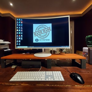 Monitor Stand | Computer Display Stand | Solid Wood Stand | Double Monitor Stand | iMac Stand | Wooden Riser Monitor TV Printer | Platform