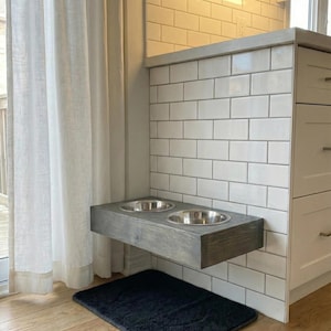 Floating Raised Pet Bowl Stand Shelf