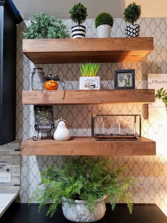 FREE SHIPPING Wood Floating Shelves 12-inches Deep Etsy