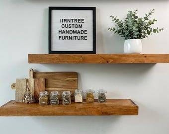Wood Floating Shelf - 12" Deep - 3" Thick