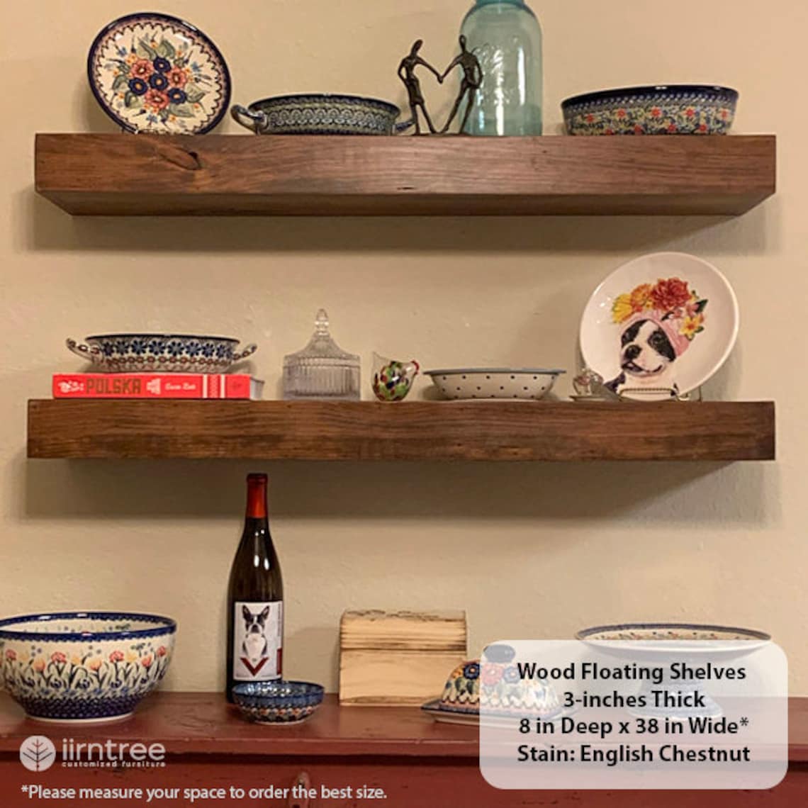 FREE SHIPPING Wood Floating Shelves 8inches Deep Rustic Etsy
