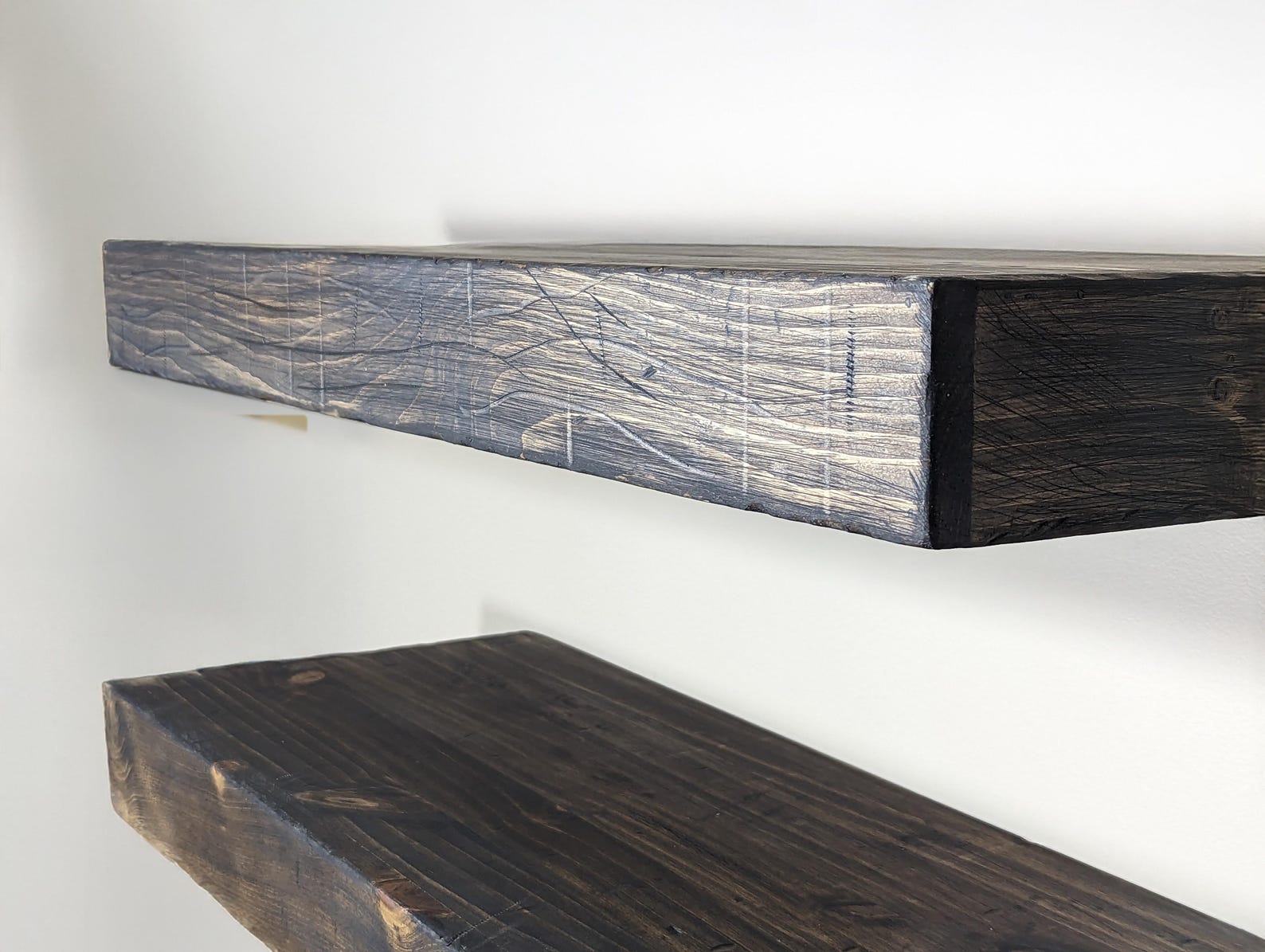 Distressed Wood Floating Shelf - 12" Deep - 3" Thick - Etsy