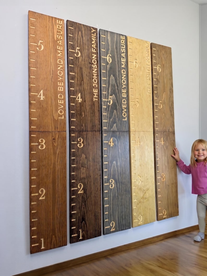 Family Growth Chart Custom Wall Ruler - 5 or 6 Feet image 1