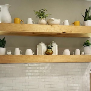 SET OF TWO Wood Floating Shelves - 3" Thick - 8" Deep - Etsy