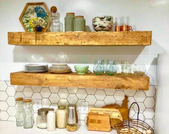 Wood Floating Shelf - 12" Deep - 3" Thick
