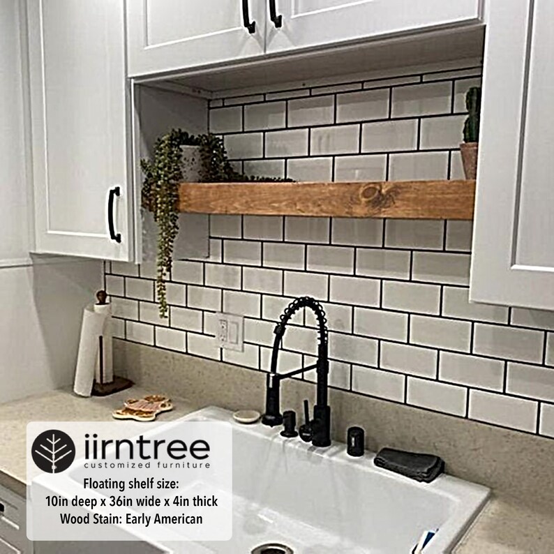 FREE SHIPPING Wood Floating Shelf 16inches Deep Rustic Etsy