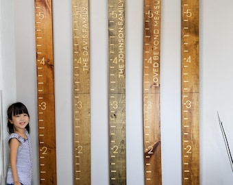 Family Name Growth Chart Ruler | Engraved Family Name Ruler | Wall Ruler | Measure 5 or 6 Feet Tall | Kids Height Ruler | Wall Decor