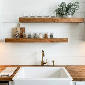 Wood Floating Shelf - 3" Thick - 8" deep