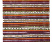 Vintage Decor Persian Area Kilim Living Room, Moroccan Style Handwoven Wool Rug, Bohemian Decor Rustic Rug, Colorful Turkish Rug 7.10 5.4 ft