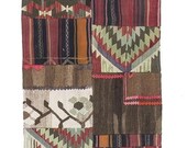 Vintage Decor Persian Area Kilim Living Room, Moroccan Style Handwoven Wool Rug, Bohemian Decor Rustic Rug, Colorful Turkish Rug 17.9 2.6 ft