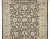 Oushak Style Oriental Design Living Room Rug, Vintage Turkish Handwoven Wool Rug, Original Condition Persian Style Home Decor 9.10 6.7ft