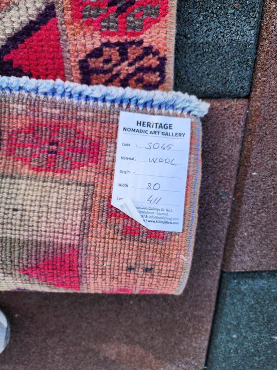 ヴィンテージの廊下用ランナーラグ：アンティーク調ボヘミアンペルシャ