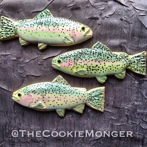Trout 4 Sizes Cookie Cutter STL Files, Print at Home Sugar Cookies Fondant Clay Baking, Father&#39;s Day, Birthday, Fish, Fishing, Retirement