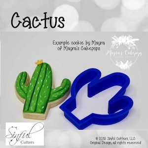 File STL per tagliabiscotti a forma di cactus da 3", stampa a casa, biscotti di zucchero, fondente, argilla, cottura al forno, Cinco de Mayo, cactus, deserto, piante, western