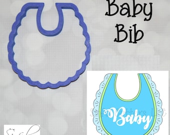 File STL per tagliabiscotti a forma di bavaglino: baby shower, cottura al forno, stampa 3D (6 dimensioni, download digitale)
