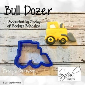 Bull Dozer 3.75&quot; Cookie Cutter STL File, Print at Home, Sugar Cookies Fondant, Clay, Baking Tools, Earth Mover, Construction, Birthday, Boys