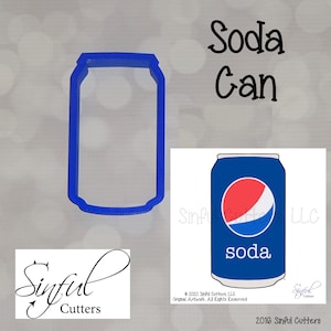 Soda / Beer Can 6 Sizes Cookie Cutter STL File & PNG Clipart, Print at Home, Sugar Cookies, Fondant Clay Baking, Pop Can, Soda Can, Beer Can