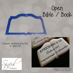 Open Book / Bible 5 Sizes Cookie Cutter STL Files, Print at Home, Sugar Cookies, Fondant, Clay, Baking Tools, School Supplies, Religious