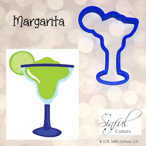 Margarita 4 Sizes Cookie Cutter STL Files, Print at Home, Sugar Cookies, Fondant, Clay, Baking, Cinco De Mayo, Fiesta, Adult Drink, Birthday