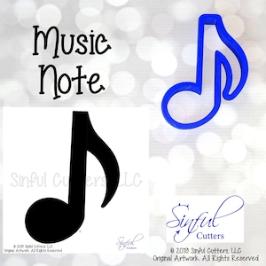 Music Note 5 Sizes Cookie Cutter STL Files & PNG Clipart, Print at Home, Sugar Cookies, Fondant Clay, Baking, Band, Choir, Orchestra, School