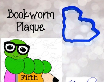 Bookworm Plaque - School Cookie / Fondant Cutter