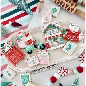 Plantillas de galletas cortadas a mano con cartas a Papá Noel, Clase de Be Still Bakery, Recortes de galletas cortados a mano, Descarga, Horneado, Galletas de azúcar, Navidad