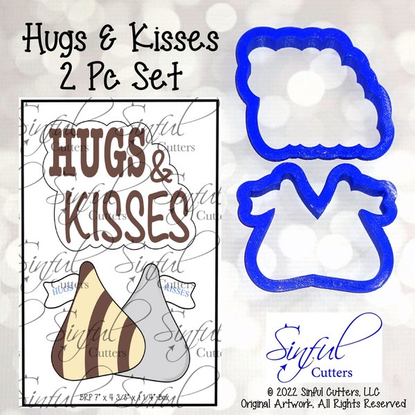 STL files ONLY - Hugs & Kisses 2 Pc Set - Print at home cookie cutters