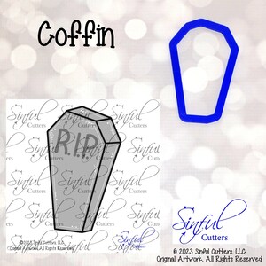 Foremka do ciastek w kształcie trumny (STL) i clipart PNG: 2 rozmiary, pieczenie na Halloween (pobieranie cyfrowe)