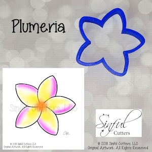 Plumeria Blume 5 Größen Cookie Cutter STL-Dateien & PNG Clipart, Print at Home, Zuckerkekse, Fondant Clay, Backen, Muttertag, Geburtstag