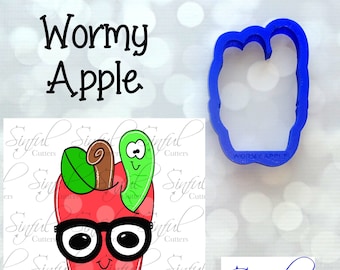 Wormy Apple - School Cookie / Fondant / Clay Cutter