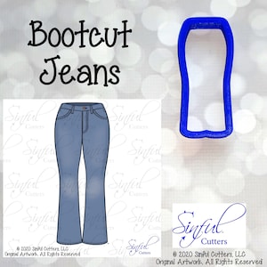 Bootcut Jeans Cookie Cutter STL Files & PNG Clipart: Denim, Fall, Baking (3-Sizes, Digital Download)