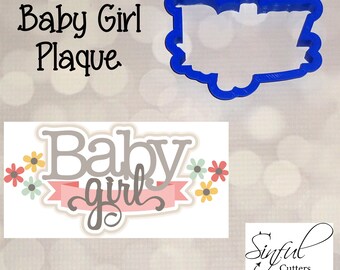 Baby Girl Plaque Cookie Cutter STL Files & SVG Stencil Cut File (2-Sizes, Digital Download)