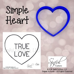 Simple Heart 8 Sizes Cookie Cutter STL Files, Print at Home, Sugar Cookies, Fondant, Clay, Baking, Valentine&#39;s Day, Wedding, Love, Shapes
