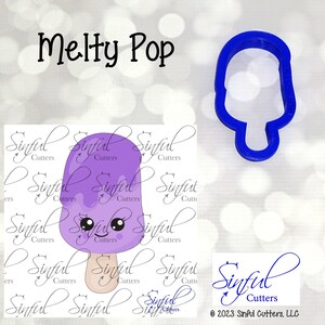 Melty Pop 3.5&quot; Cookie Cutter STL File, Print at Home, Sugar Cookies, Fondant, Clay, Baking Tools, Popsicle, Ice Cream, Summer, Frosty Treat