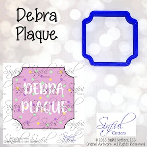 Debra Plaque Cookie Cutter STL Files: Square Frame, 3 Sizes (Print at Home, Digital Download)