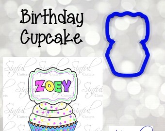 Anniversaire Cupcake - Cookie Cutter / Fondant Cutter / Clay Cutter