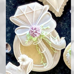 Engagement Ring 6 Sizes Cookie Cutter STL File, Print at Home, Sugar Cookie Cutter, Fondant Clay, Baking, Diamond Ring, Wedding, Bridal, Bow