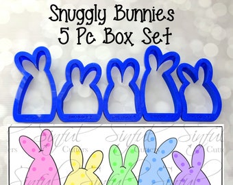STL files ONLY - Snuggly Bunnies 5 Pc Set - Print at home cookie cutters