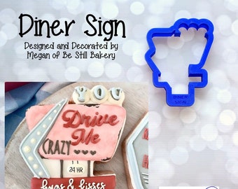 Diner Sign - Valentine Cookie Cutter / Fondant Cutter / Clay Cutter