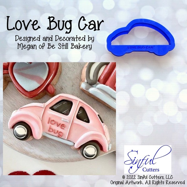 Love Bug Car - Valentine Cookie Cutter / Fondant Cutter / Clay Cutter