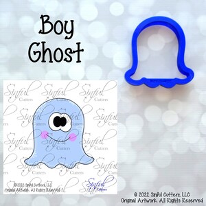 Boy Ghost 4 Sizes Cookie Cutter STL Files & PNG Clipart, Print at Home, Halloween Sugar Cookies, Fondant, Clay, Baking, Spooky, Ghoul, Cute