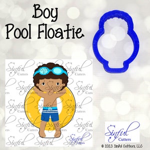Boy Pool Floatie 3.5&quot; Cookie Cutter STL File, Print at Home, Sugar Cookies, Fondant, Clay, Baking, Summer, Pool Float, Pool Party, Splash