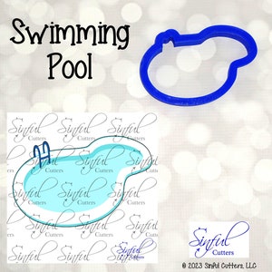 Swimming Pool 3 Sizes Cookie Cutter STL File, Print at Home, Sugar Cookies, Fondant, Clay, Baking, Summer, Pool Party, Swim, Dive, Splash