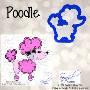 Poodle Dog 5 Sizes Cookie Cutter STL Files & PNG Clipart, Print at Home, Sugar Cookies, Fondant, Clay, Baking, Paris, Valentine&#39;s Day, Puppy