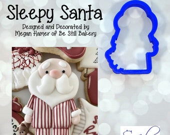 Sleepy Santa - Christmas Cookie Cutter / Fondant Cutter / Clay Cutter