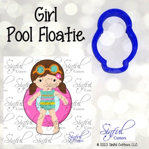 Girl Pool Floatie 2 Sizes Cookie Cutter STL Files, Print at Home, Sugar Cookies, Fondant Clay Baking, Summer, Pool Party, Pool Float, Splash