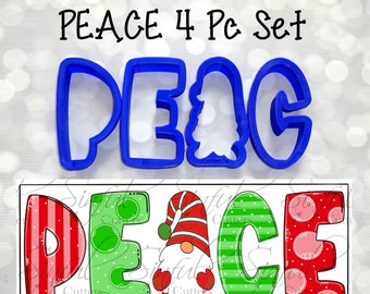 PEACE 4 Pc Gift Box Set - Christmas Cookie Cutters / Fondant Cutters / Clay Cutters